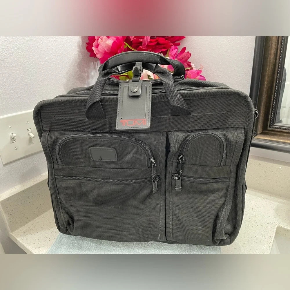 Tumi Black 2 Wheeled Rolling Briefcase